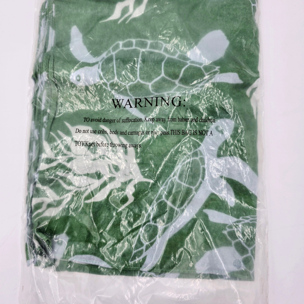 Fused Hawaii Pareo Sarong Green Sea Turtle Print Cover‎ Up Swim Beach Wrap NWT - Picture 2 of 8